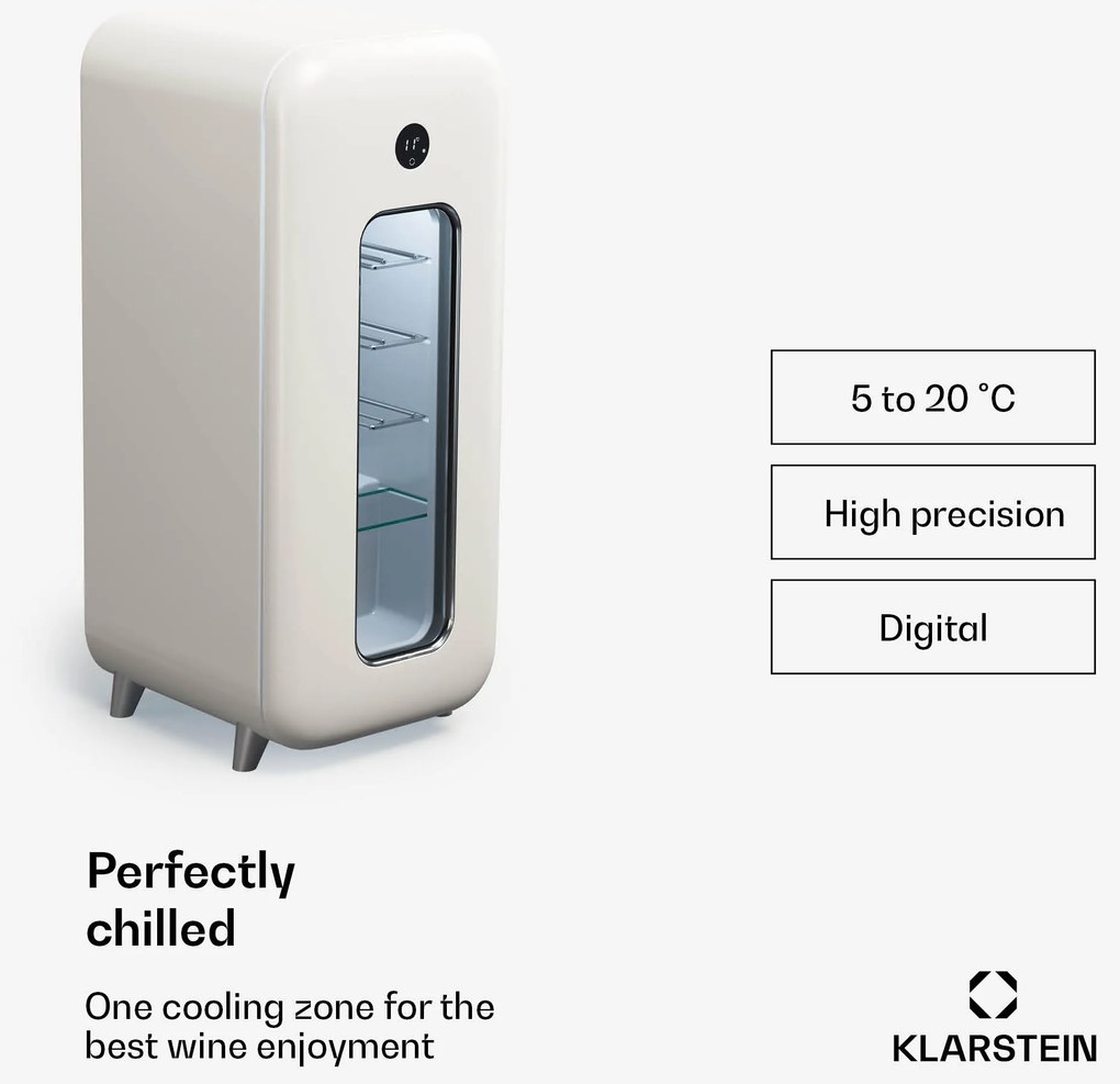 Klarstein Shirley 15 Uno, chladnička na víno, 15 fliaš, 5 - 20 °C, dotykové ovládanie, retro