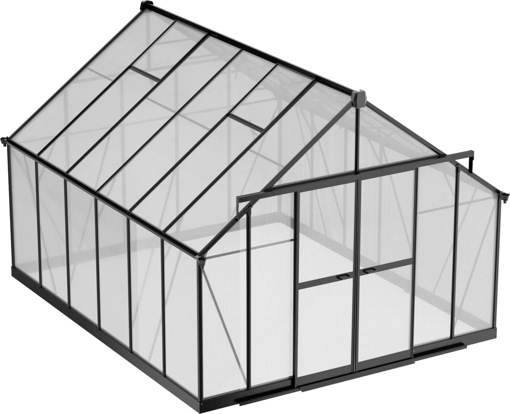Skleník 245 x 305 x 370 cm, zosilnená konštrukcia, polykarbonát 6 mm