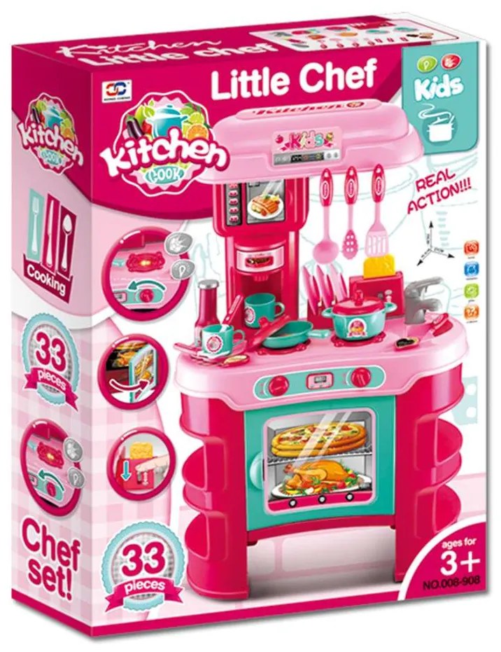 Detská kuchynka Little Chef Baby Mix ružová 32 ks