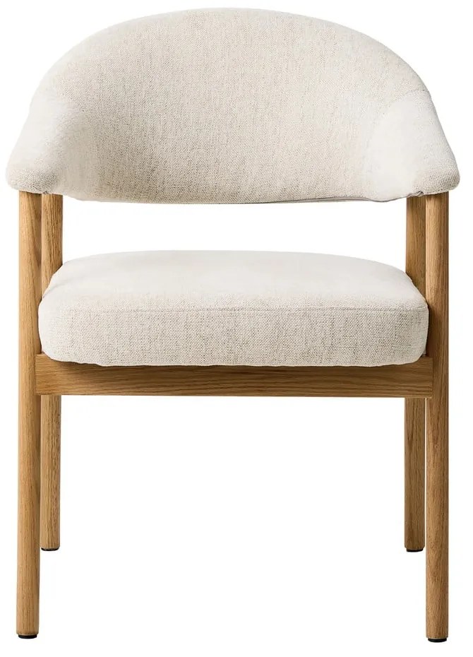 Krémovobiele jedálenské kreslá v súprave s podrúčkami 2 ks z dubového dreva Elk – Unique Furniture