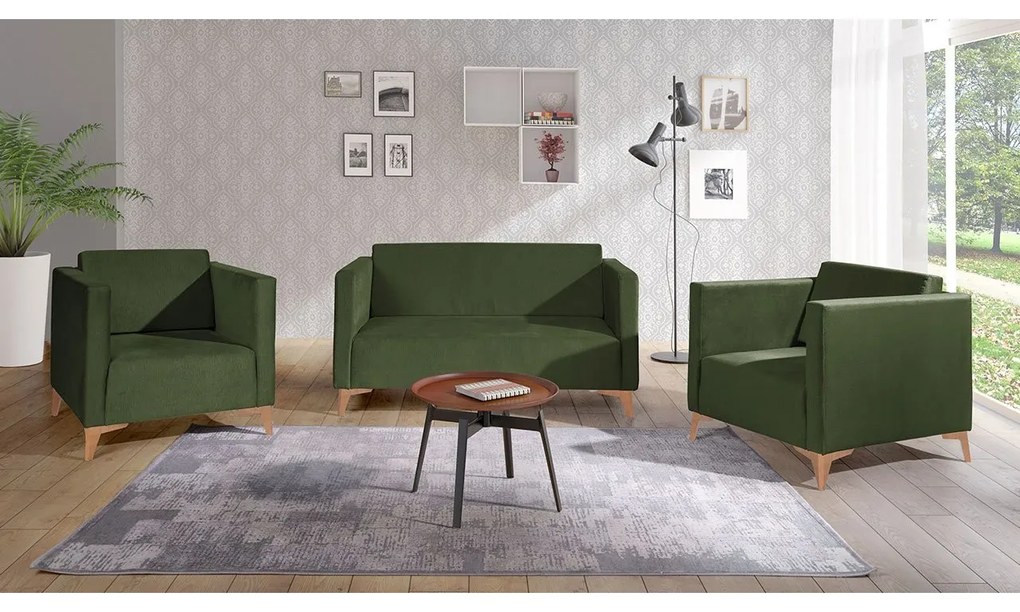 Sedacia súprava Denim 2+1+1, Dostupné poťahy: Solo 251, Farby nožičiek: biely lesk