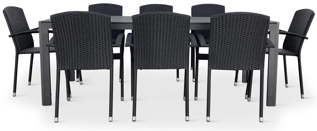 Záhradný jedálenský set Viking XL 190cm + 8x ratanová stolička Roma