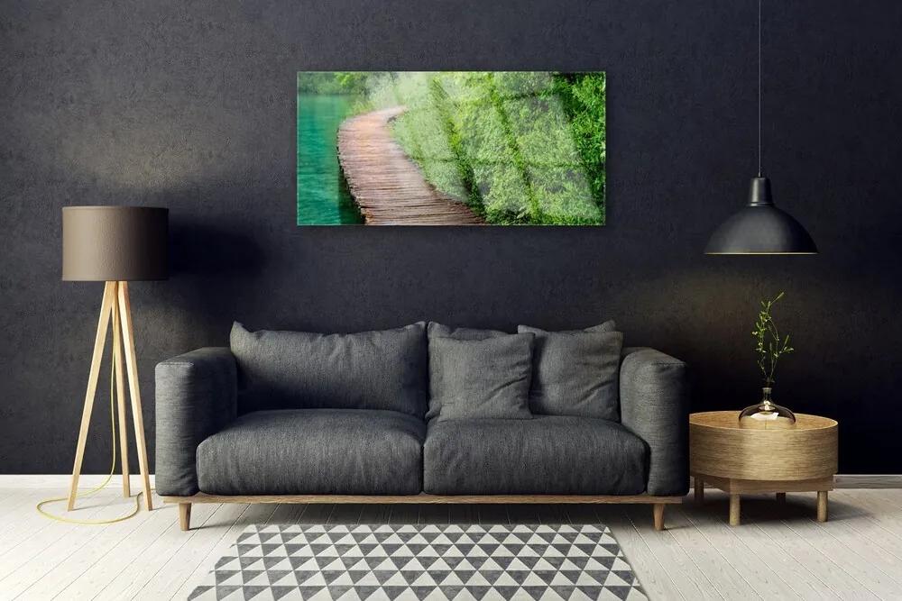 Skleneny obraz Most stromy architektúra 100x50 cm