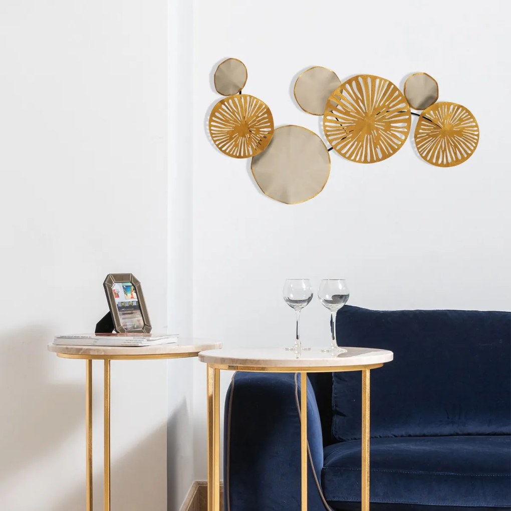 Nástenná kovová dekorácia ASTRID II 130 cm zlatá/šedá