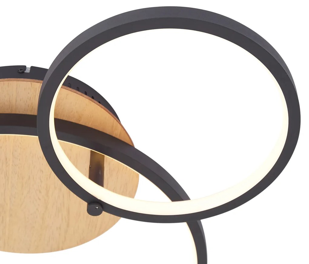 Moderné stropné svietidlo drevo vrátane LED 3-stupňové stmievateľné 3-svetlá - Rondas