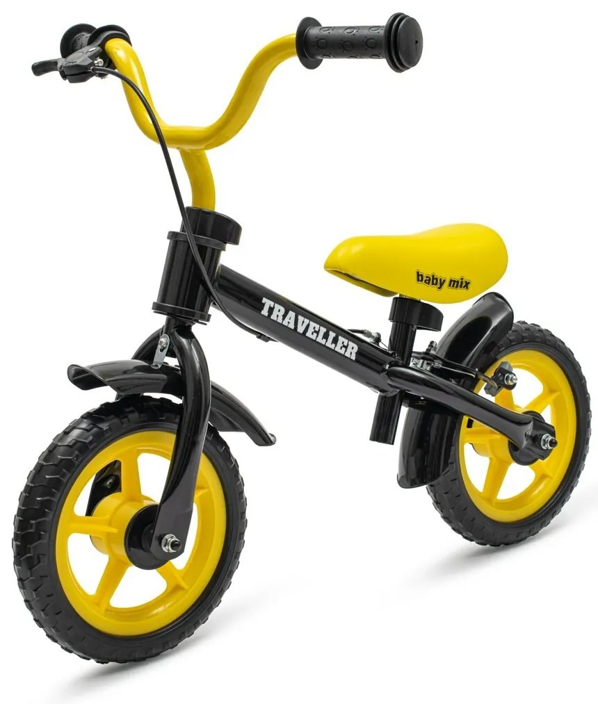 Detský balančný bicykel s brzdou Baby Mix Traveller čierny