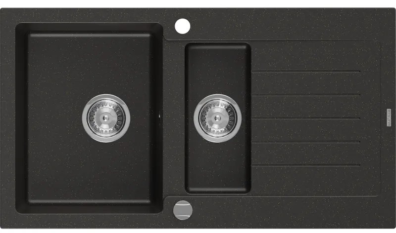 Mexen Matias - drez granitový 90,0x50,5cm, 1,5-komorový, čierna-zlatá, 6502901505-75