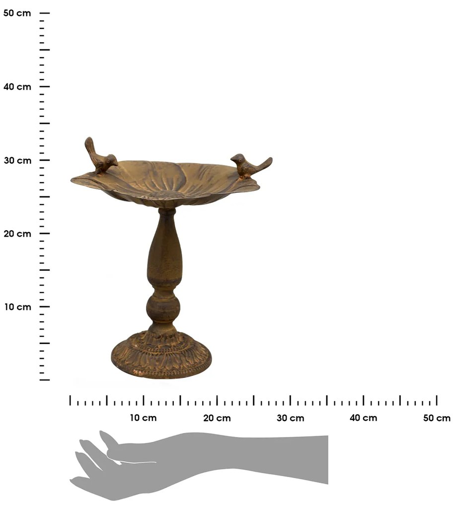 Napájadlo pre vtáky na nohe Laura, 29,5x26 cm, kov, hnedá