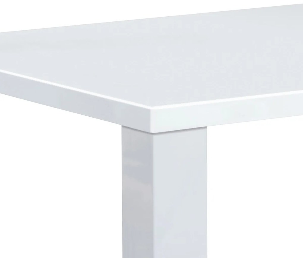Autronic - jedálenský stôl 160x90x76 cm, vysoký lesk biely - AT-3008 WT AKCE