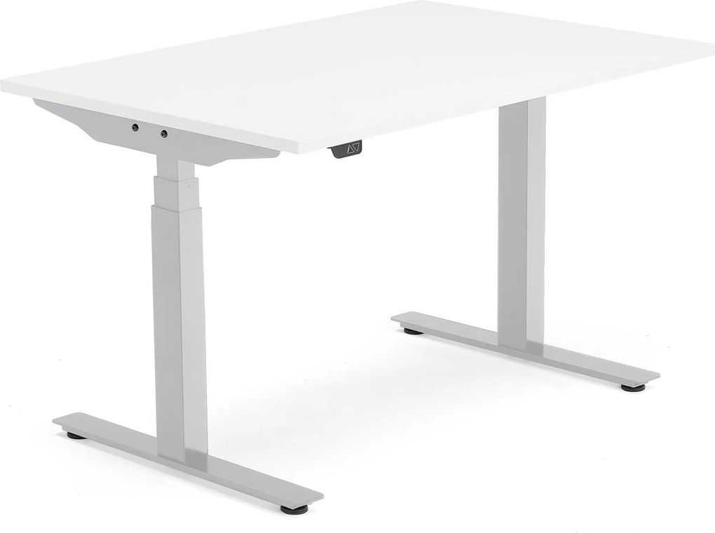Výškovo nastaviteľný stôl Modulus Smart, 1200x800 mm, strieborná, biela