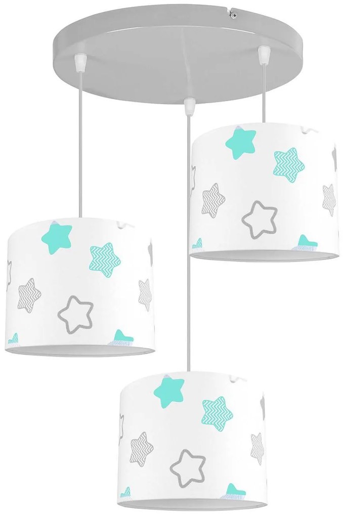 Detské závesné svietidlo Cone, 3x textilné tienidlo so vzorom (výber zo 6 farieb), (výber z 2 farieb konštrukcie), o