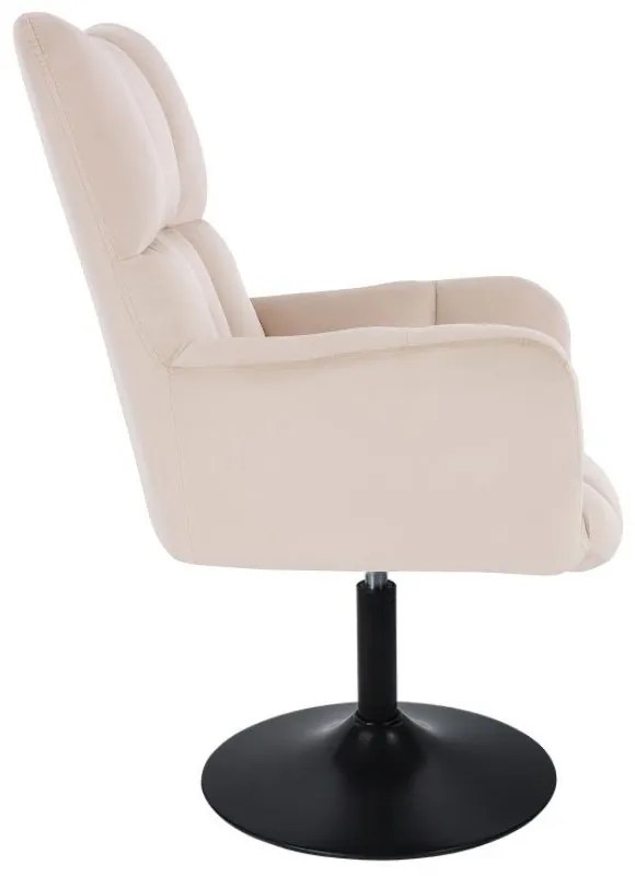 LuxuryForm DESIGN Otočné kreslo AURORA VELUR na čiernom tanieri - krémové