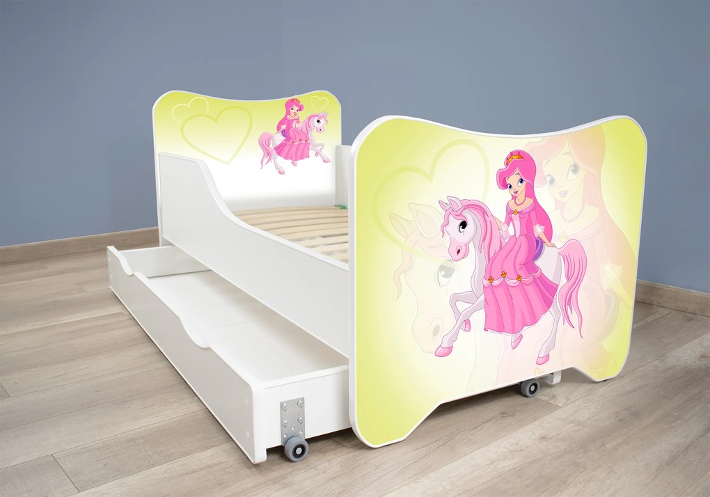 TOP BEDS Detská posteľ Happy Kitty 140x70 Princezná na koni so zásuvkou