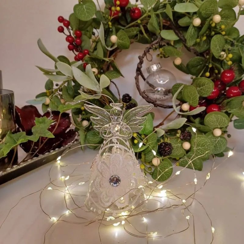 DECOLED Skleněný anděl, 7 x 11 cm