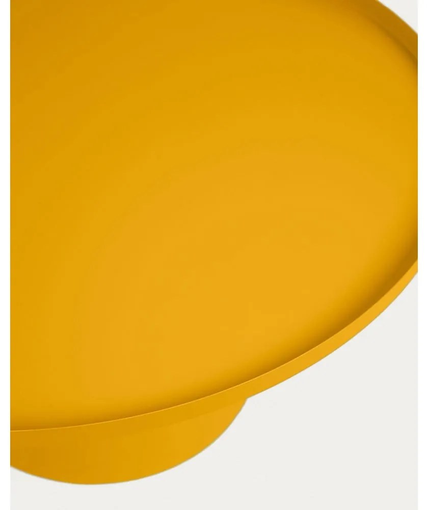 Kovový okrúhly konferenčný stolík v horčicovej farbe ø 72 cm Fleksa – Kave Home