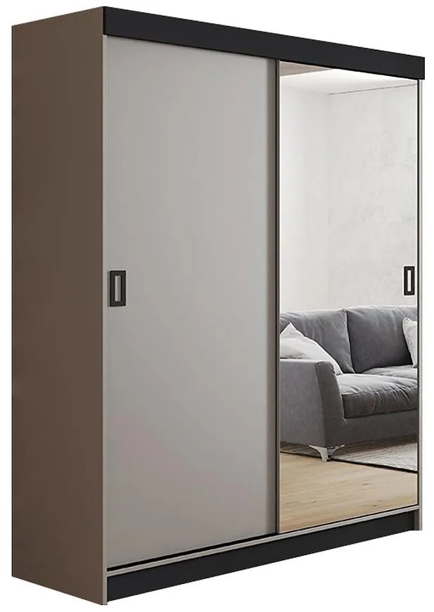 Skriňa Retro 1l 138 zrkadlo Grafit/čierna Mat