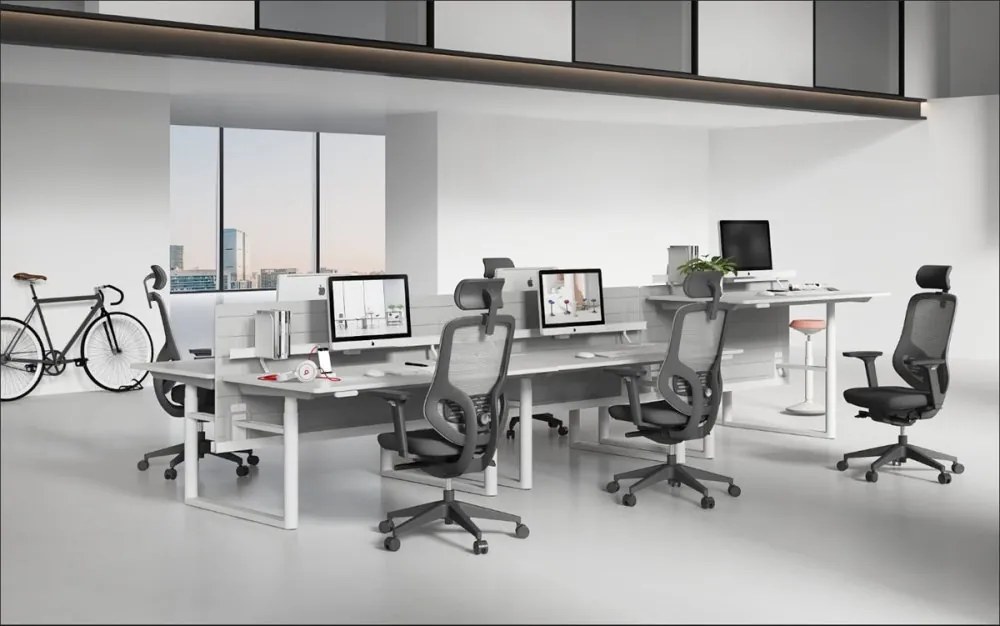 Kancelárska ergonomická stolička ATOMIC — sieť / látka, čierna, nosnosť 130 kg