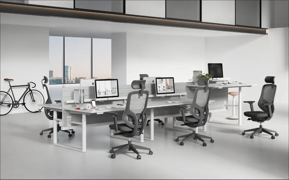 Kancelárska ergonomická stolička ATOMIC — sieť / látka, čierna, nosnosť 130 kg