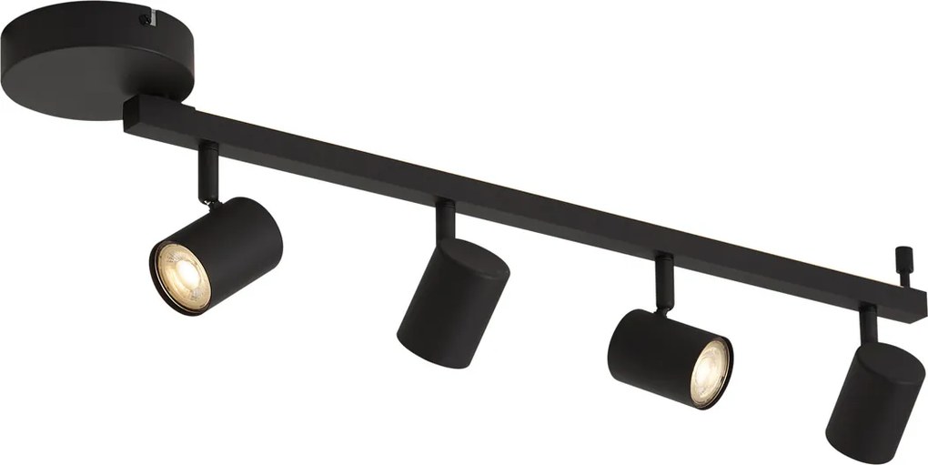 Moderný čierny 4-svetelný stropný bod GU10 50mm vrátane podsvietenia a 3-cestného vypínača - Back Up
