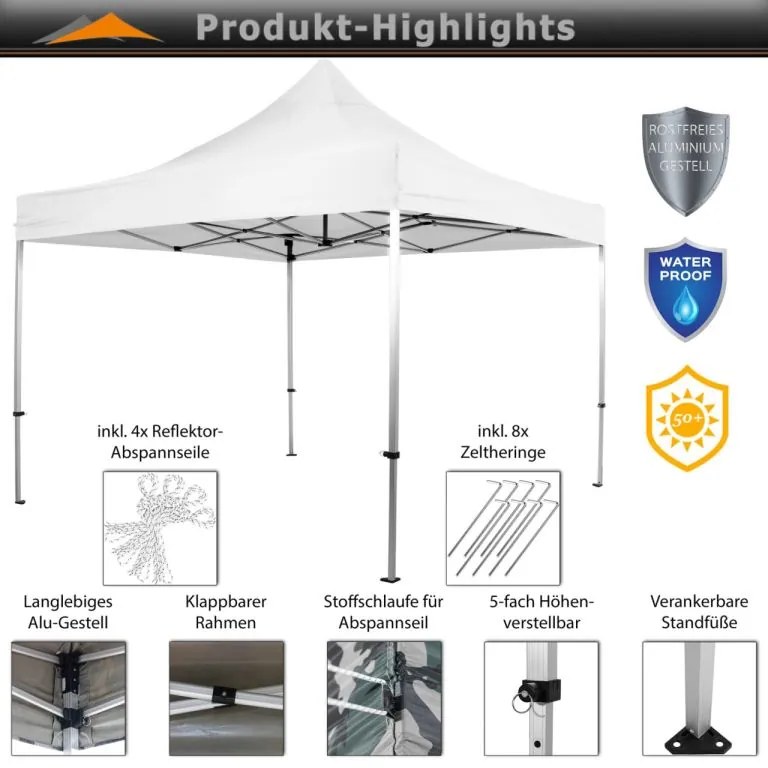INSTENT PRO Záhradný stan 3 x 3 m, biely + 2 bočnice