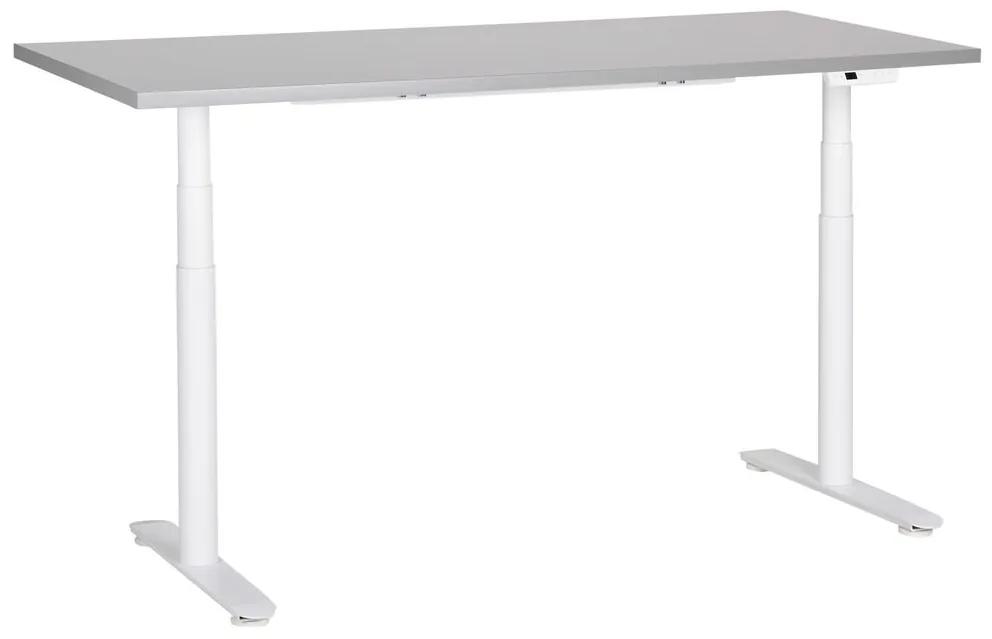 Elektricky nastaviteľný písací stôl 160 x 72 cm sivá/biela DESTINAS Beliani