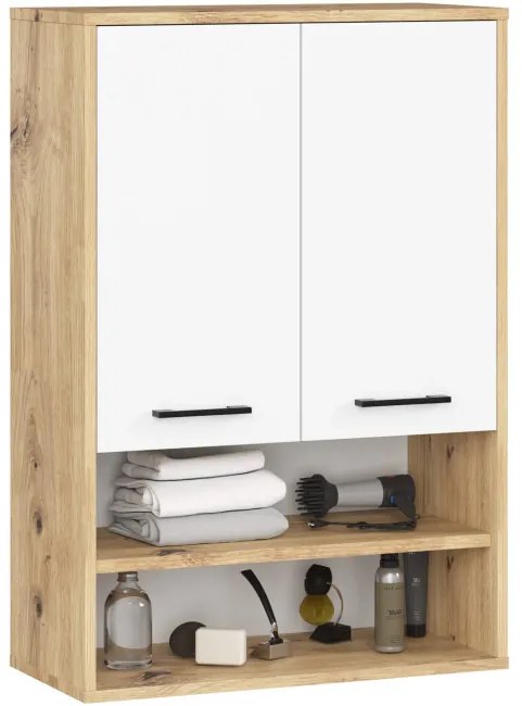 Kúpeľňová skrinka FIN H934 W64 2D 1P dub artisan / biela