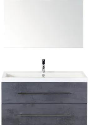 Kúpeľňový nábytkový set Sanox Straight farba čela betón antracitovo sivá ŠxVxH 100 x 170 x 40 cm s umývadlom z minerálnej liatiny a zrkadlom