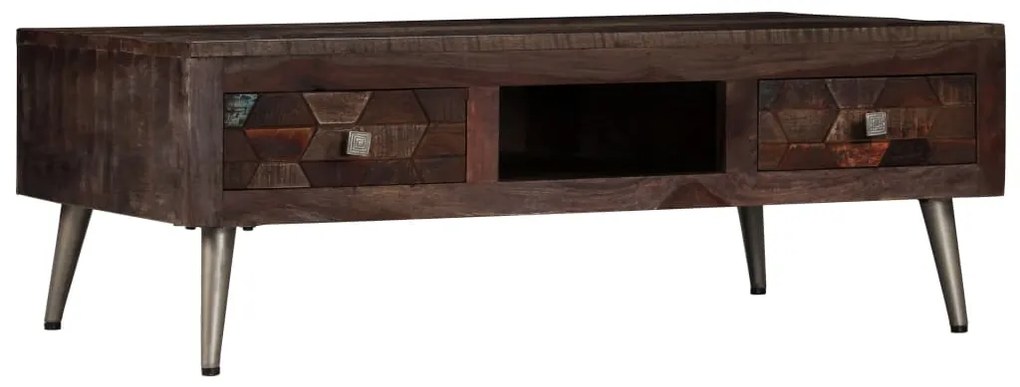 vidaXL Konferenčný stolík, masívne recyklované drevo 100x60x35 cm
