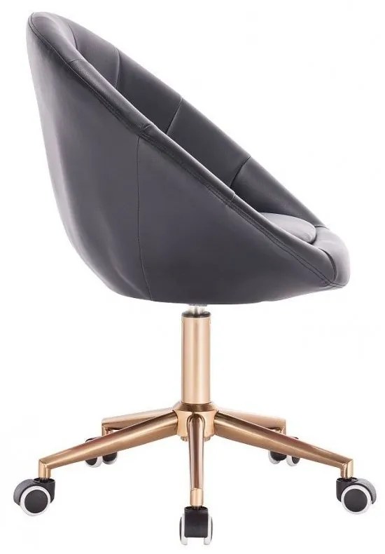 LuxuryForm DESIGN Kreslo VERA na zlaté podstave s kolieskami - čierne