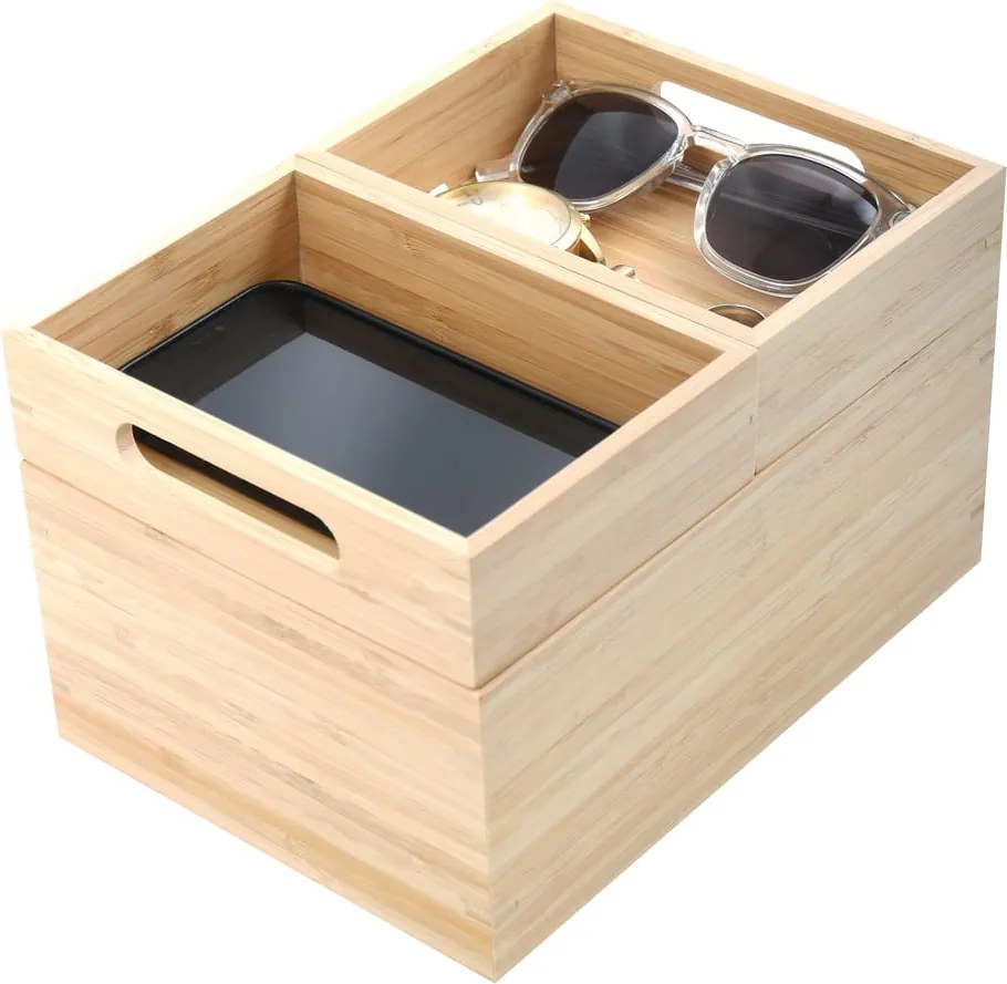 Bambusový kúpeľňový organizér na kozmetiku v prírodnej farbe Isalys – MSV