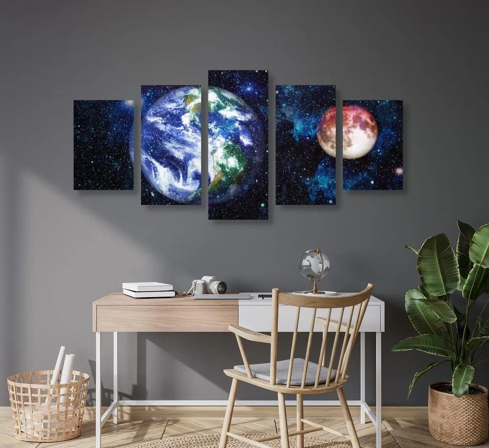 5-dielny obraz akvarelový vesmír