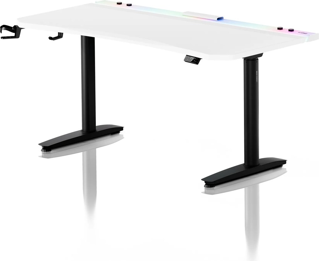 Elektrický herný stôl RGB s držiakmi, bielo-čierny, 160 cm: Diablo X-Forge 1600