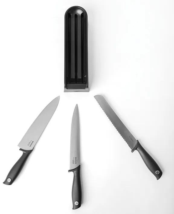 Brabantia Držiak na nože sivá + 3ks nožov