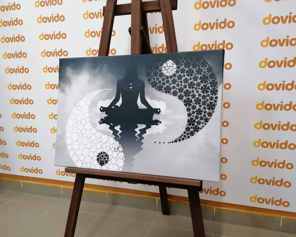 Obraz jin a jang jóga v čiernobielom prevedení