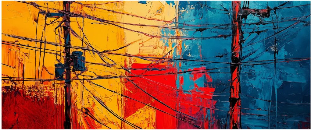 Obraz - Abstraktné elektrické vedenie (120x50 cm)