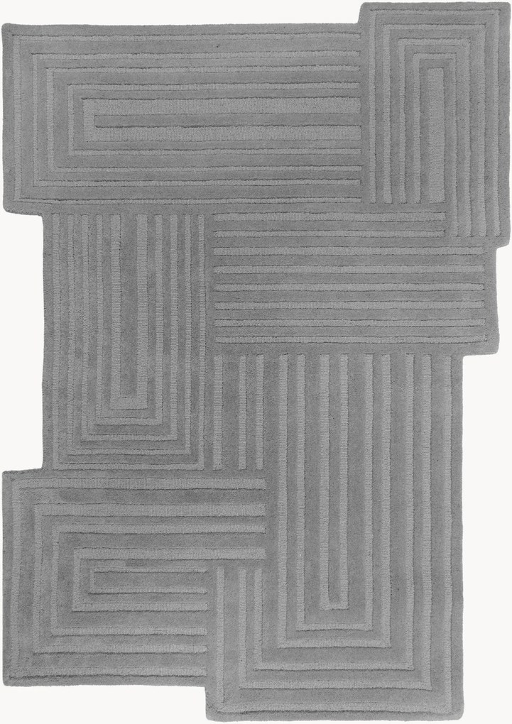 Ručne všívaný vlnený koberec's reliéfnou štruktúrou Zen Rectangles