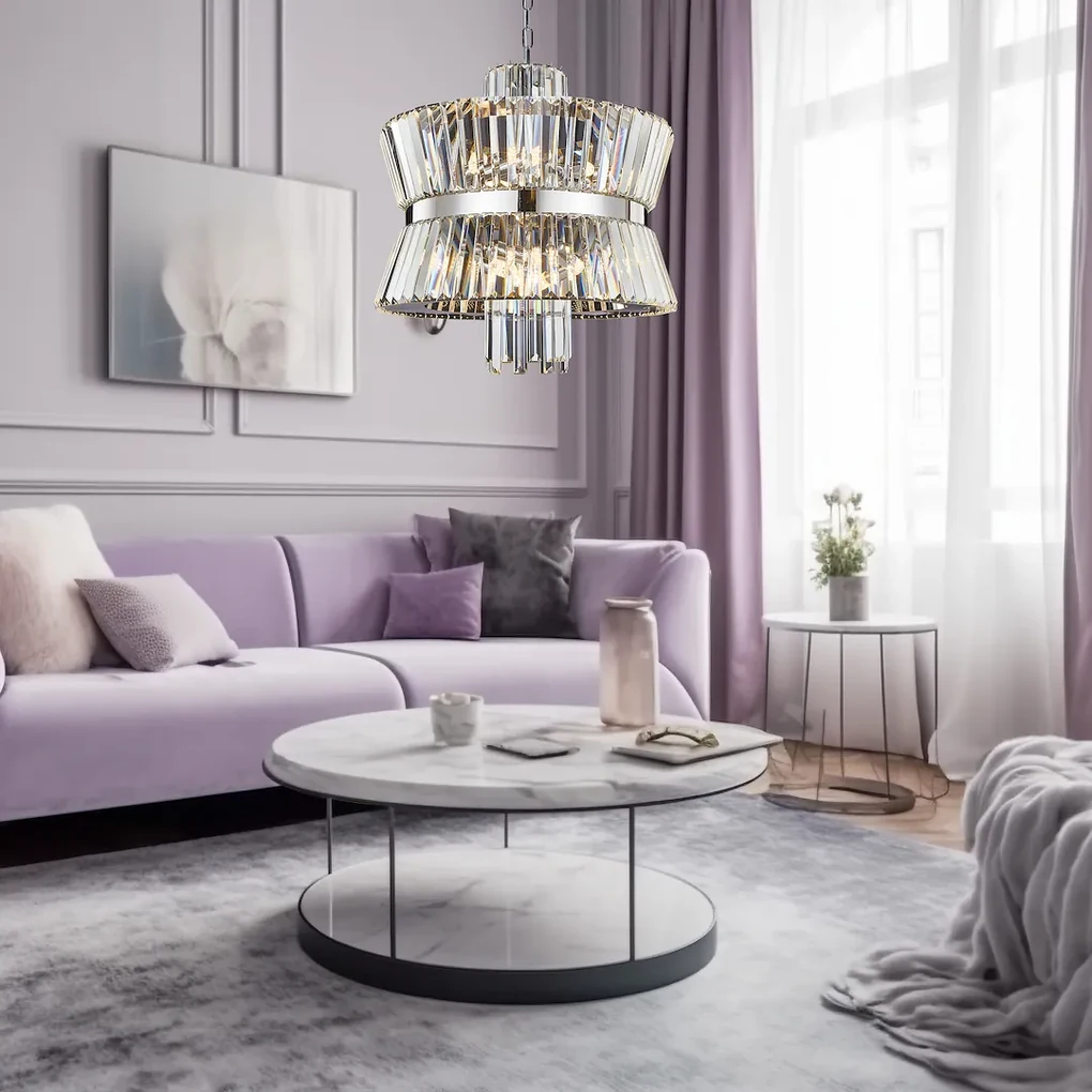 Luster Aurelia, 1x krištáľové/chrómové kovové tienidlo, (fi 54cm), ch