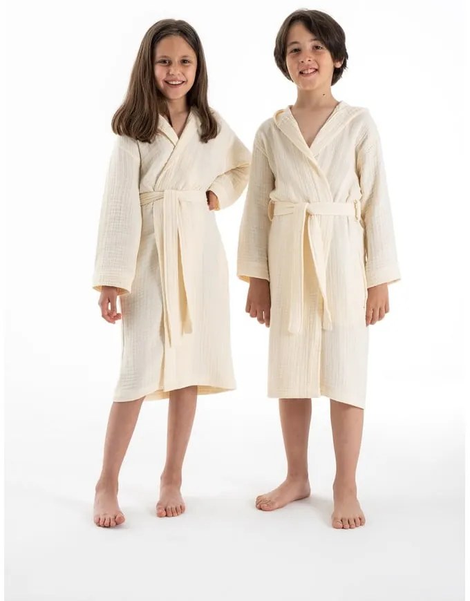 Krémový mušelínový detský župan veľkosť 5-6 rokov Muslin – Foutastic