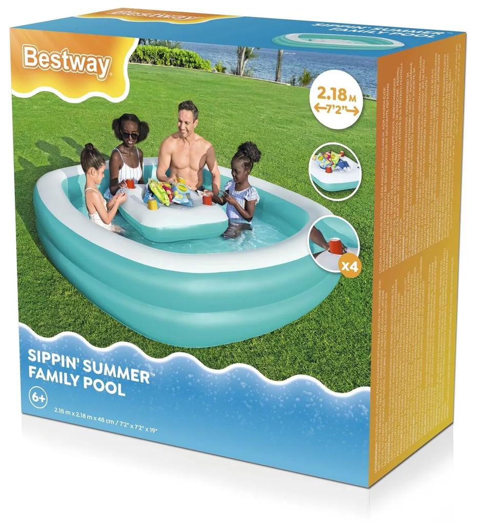 Detský bazén 218x218x48cm + plávajúci stôl BESTWAY 54446