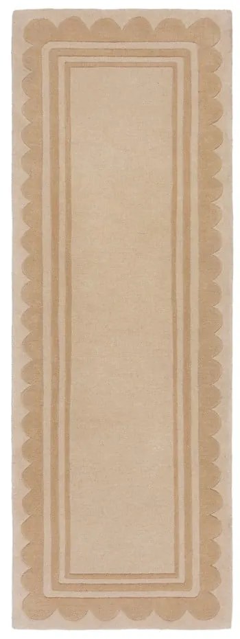 Ručne tkaný vlnený behúň v prírodnej farbe 80x230 cm Lois Scallop – Flair Rugs