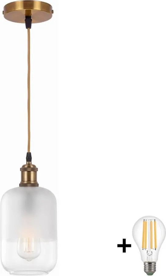 BRILAGI - LED luster na lanku RETRO GLASS 1xE27/60W/230V pr. 14 cm zlatá/biela