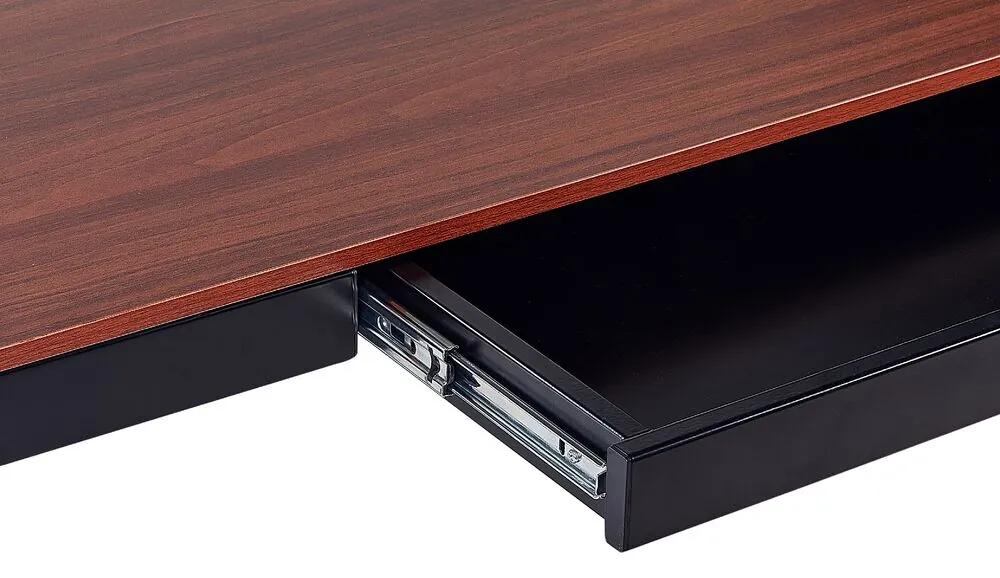 Elektricky nastaviteľný písací stôl s USB portom 120 x 60 cm tmavé drevo/čierna KENLY Beliani