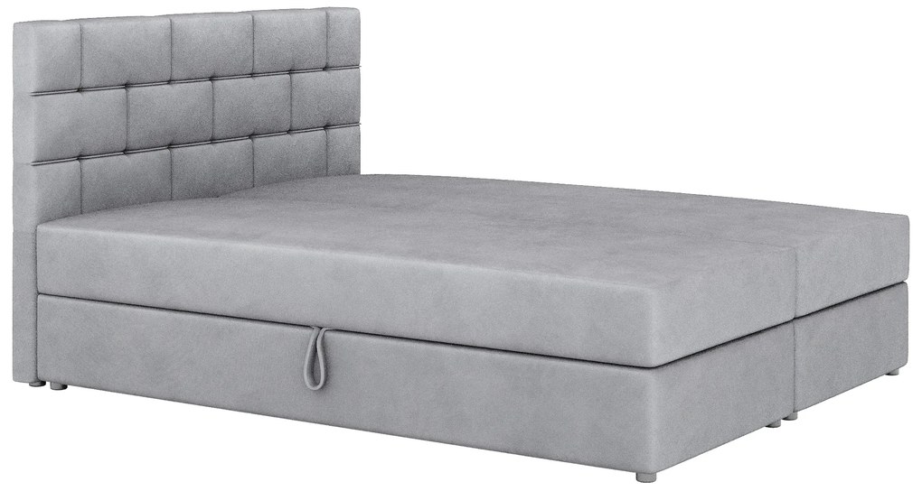 Manželská posteľ Boxspring 140x200 cm Waller (sivá) (s roštom a matracom). Akcia -20%. Vlastná spoľahlivá doprava až k Vám domov. 1007722