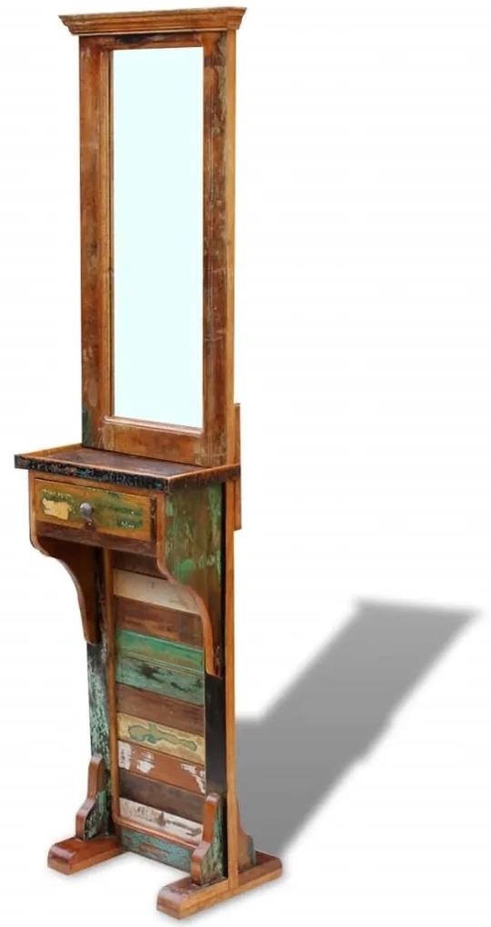 vidaXL Chodbové zrkadlo z masívneho recyklovaného dreva, 47x23x180 cm