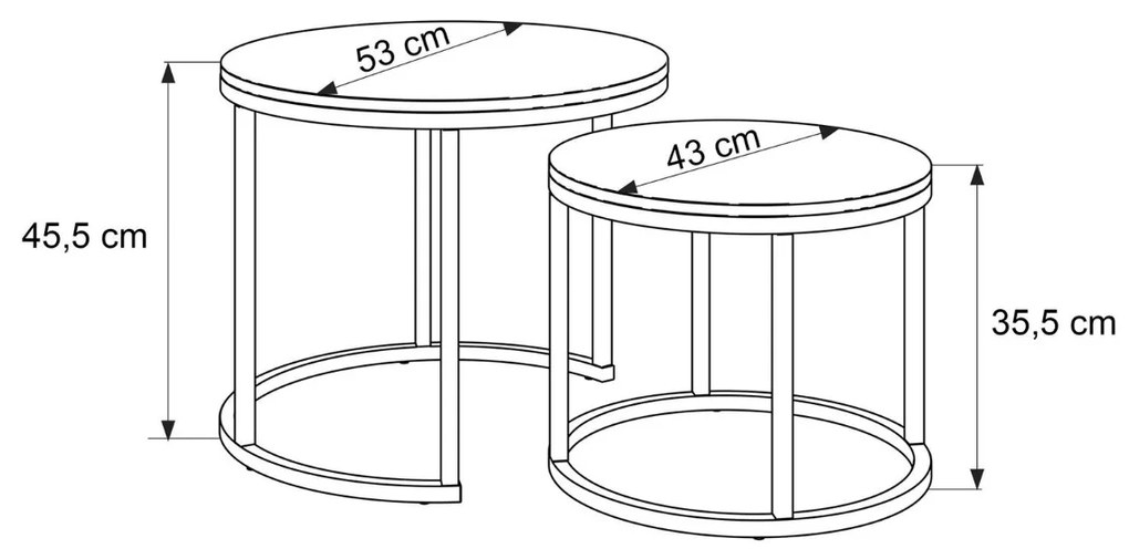 SADA KONFERENČNÝCH STOLÍKOV 2V1 SELMA MRAMOR + ZLATÝ LESK
