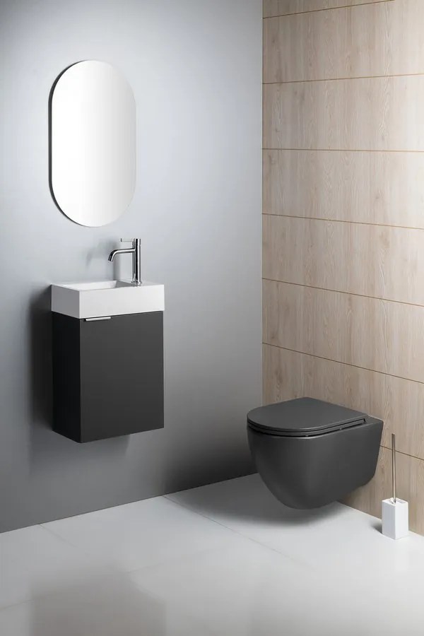 Isvea Isvea, INFINITY závesná WC misa, Rimless, 36,5x53cm, antracit, 10NF02004-2C