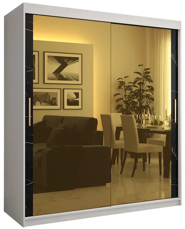 Skriňa Platinum T3 180 biely mramor/čierna