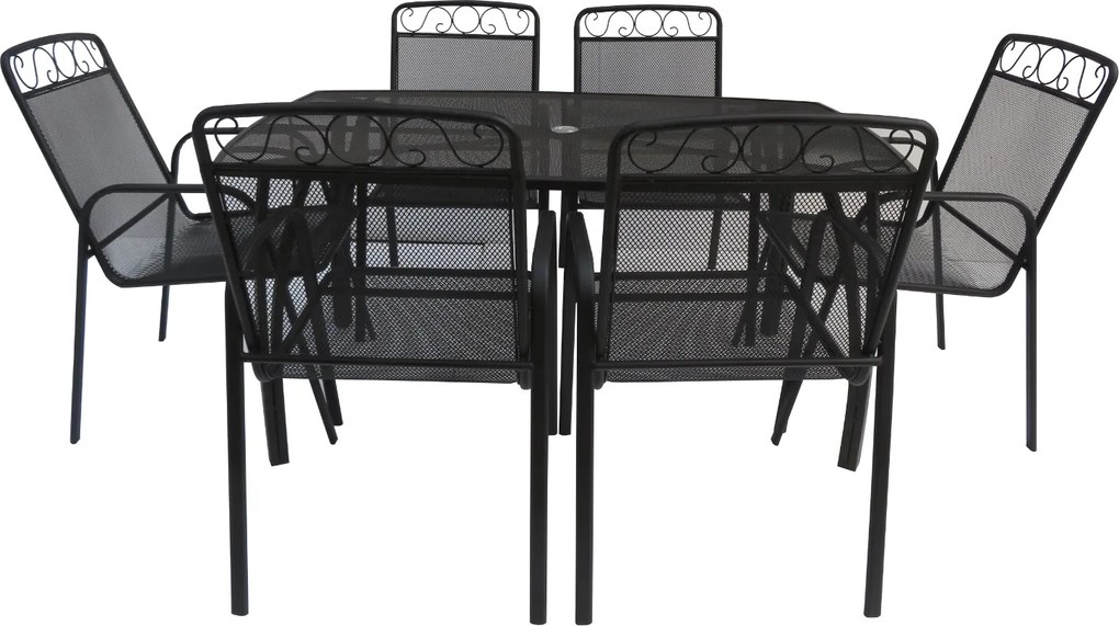 Záhradná kovová stolička 4 ks BABU, čierna