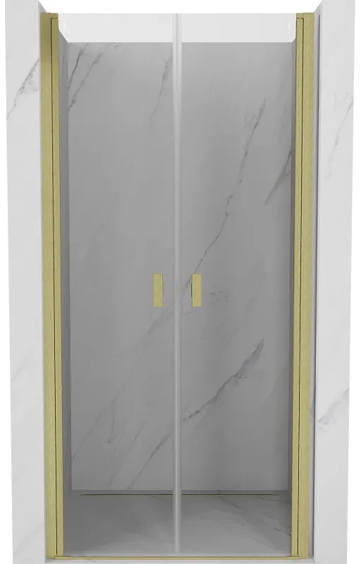 Mexen MIST, 2-krídlové sprchové dvere (d+d) 80x200 cm, 6mm číre sklo, zlatý matný profil, 8A7-080-000-55-00