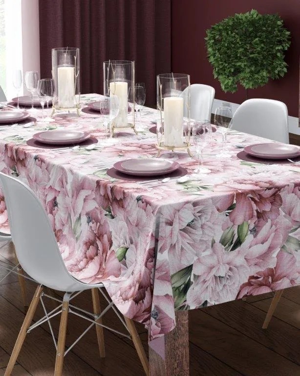 INTERMEDIC SK Obrus Ružový Kvet 85x85 cm – štvorcový obrus s kvetinovým vzorom